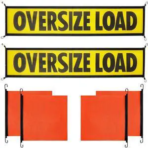 2 Pack Oversize Load Banner for Trucks & Pilot Cars, 4 Red Warning Flags with Bungee Hooks & Metal Hooks, Heavy Duty Mesh Wide Load Signs for Trailers/Semis, 18" x 84" 2 Pack Oversize Load Banner for Trucks & Pilot Cars, 4 Red Warning Flags with Bungee Hooks & Metal Hooks, Heavy Duty Mesh Wide Load Signs for Trailers/Semis, 18" x 84"
