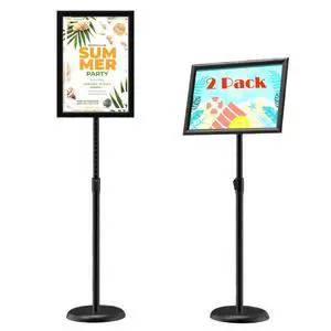 2Pack Sign Stand 11x17 Inch, Adjustable Floor Standing Sign Holder | Heavy Duty Poster Stand Aluminum, Snap Open Frame, 360° Rotation Vertical Horizontal, Round Base for Mall, School, Restaurant 2Pack Sign Stand 11x17 Inch, Adjustable Floor Standing Sign Holder | Heavy Duty Poster Stand Aluminum, Snap Open Frame, 360° Rotation Vertical Horizontal, Round Base for Mall, School, Restaurant