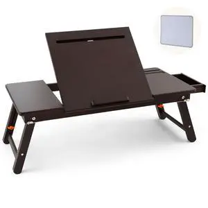 Laptop Bed Desk Bamboo Lap Table with Tablet Slot Height & Angle Adjustable Computer Lap Desk with Drawer Breakfast Serving Tray for Bed Floor, Black Walnut Laptop Bed Desk Bamboo Lap Table with Tablet Slot Height & Angle Adjustable Computer Lap Desk with Drawer Breakfast Serving Tray for Bed Floor, Black Walnut