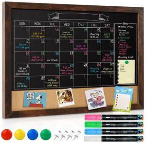 Chalkboard Calendar 36" x 24" Chalk Board Calendar for Wall | Magnetic Chalkboard Framed, Wall Mounted, Blackboard for Office, Kitchen, School, Home Chalkboard Calendar 36" x 24" Chalk Board Calendar for Wall | Magnetic Chalkboard Framed, Wall Mounted, Blackboard for Office, Kitchen, School, Home