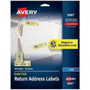 Gold Address Labels for Inkjet Printers, 3/4" x 2-1/4", 300 Labels, 5 Packs (8987) Gold Address Labels for Inkjet Printers, 3/4" x 2-1/4", 300 Labels, 5 Packs (8987)