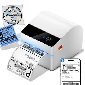 Bluetooth Shipping Label Printer 4x6 | White Thermal Label Printer with Built-in Paper Bin, Wireless Thermal Printer Compatible with iphone&PC, Amazon, Tiktok, USPS Bluetooth Shipping Label Printer 4x6 | White Thermal Label Printer with Built-in Paper Bin, Wireless Thermal Printer Compatible with iphone&PC, Amazon, Tiktok, USPS