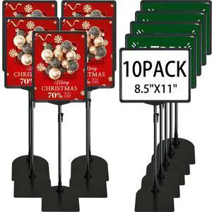 Sign Holder, 8.5 x 11 Inch Sign Stand with Adjustable Height Snap Open, Reusable Sign Stands for Display Advertising Business Signage, Vertical and Horizontal Two View Modes (Black, 10 Pack) Sign Holder, 8.5 x 11 Inch Sign Stand with Adjustable Height Snap Open, Reusable Sign Stands for Display Advertising Business Signage, Vertical and Horizontal Two View Modes (Black, 10 Pack)