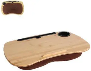 Lap Desk-Portable Laptop Table with Cushion Bamboo Platform Phone Holder L(21.6"x13.8") with Cup Holder Lap Desk-Portable Laptop Table with Cushion Bamboo Platform Phone Holder L(21.6"x13.8") with Cup Holder