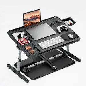 Adjustable Lap Desk,Large Smooth Easy-Clean Wood Grain Desktop,Foldable Laptop Bed Tray Table with Storage Drawer,Portable Laptop Stand Fits 17" Laptop for Bed Couch Floor (Light Striped) Adjustable Lap Desk,Large Smooth Easy-Clean Wood Grain Desktop,Foldable Laptop Bed Tray Table with Storage Drawer,Portable Laptop Stand Fits 17" Laptop for Bed Couch Floor (Light Striped)