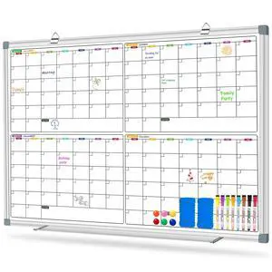 Calendar Whiteboard for Wall 36" x 24", 4 Month Magnetic Calendar Dry Erase Board, Planning Board Bulletin Board Portable Board for Office, School, Home Organization Calendar Whiteboard for Wall 36" x 24", 4 Month Magnetic Calendar Dry Erase Board, Planning Board Bulletin Board Portable Board for Office, School, Home Organization