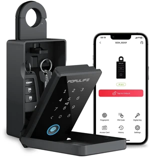 Smart Fingerprint Lock Box for Keys with Code, Wireless Remote Access Key Lock Box for Outside, Digital Key Lockbox for Realtor Airbnb, Work Offline Smart Fingerprint Lock Box for Keys with Code, Wireless Remote Access Key Lock Box for Outside, Digital Key Lockbox for Realtor Airbnb, Work Offline