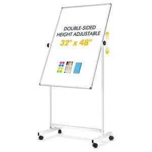 Rolling Whiteboard on Wheels 32"x48", Double-Sided Magnetic Dry Erase Board | Height Adjustable 55"-70" Mobile Standing Board with Stand for Classroom, Home Office & Teaching Rolling Whiteboard on Wheels 32"x48", Double-Sided Magnetic Dry Erase Board | Height Adjustable 55"-70" Mobile Standing Board with Stand for Classroom, Home Office & Teaching