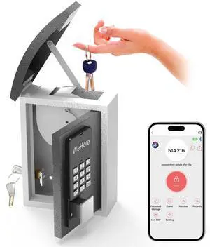 Key Lock Box Wall Mount with Key Drop Slot, Smart Digital Lockbox, OTP/APP Bluetooth/Wi-Fi/Fixed Code/Key Unlock, Key Safe Security Storage for House Outside, Realty Business, Apartment, Store Key Lock Box Wall Mount with Key Drop Slot, Smart Digital Lockbox, OTP/APP Bluetooth/Wi-Fi/Fixed Code/Key Unlock, Key Safe Security Storage for House Outside, Realty Business, Apartment, Store