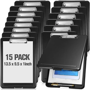 15 Pcs Clipboard with Storage,9.5 x 13.5 Inch Plastic Heavy Duty Foldable Clip Board with Pen Holder Low Profile Clipboard for Nurse Teacher Classroom Office Back to School Supplies 15 Pcs Clipboard with Storage,9.5 x 13.5 Inch Plastic Heavy Duty Foldable Clip Board with Pen Holder Low Profile Clipboard for Nurse Teacher Classroom Office Back to School Supplies