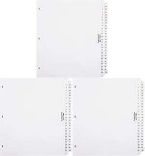 ® Numbered Dividers 1-50 Punched - AVE Style Bold Tabs - Side Collated Exhibit Tabs - Made in The USA | Letter Size - 1-50 - Sets (Pack of 3) ® Numbered Dividers 1-50 Punched - AVE Style Bold Tabs - Side Collated Exhibit Tabs - Made in The USA | Letter Size - 1-50 - Sets (Pack of 3)