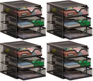 Desktop Accessory Storage, Desk Supplies, Organizer, Office, Metal Mesh, 6.25" L x 6.5" W x 6.5" H, Black (Pack of 4) Desktop Accessory Storage, Desk Supplies, Organizer, Office, Metal Mesh, 6.25" L x 6.5" W x 6.5" H, Black (Pack of 4)