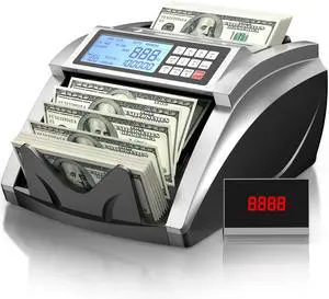 Money Counter Machine with Value Bill Count, Cash Counter for Dollar, Euro with UV/MG/IR/DD/DBL/HLF/CHN Counterfeit Detection, Add/Bat/Value Mode Bill Counting Machine with Large LCD Display Money Counter Machine with Value Bill Count, Cash Counter for Dollar, Euro with UV/MG/IR/DD/DBL/HLF/CHN Counterfeit Detection, Add/Bat/Value Mode Bill Counting Machine with Large LCD Display