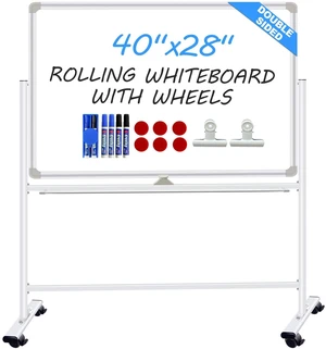 Dry Erase Board with Stand - 40x28 Inches Double-Sided Mobile Standing Whiteboard on Wheels, Rolling White Board for Home Classroom Office School, Magnetic Whiteboard Easel for Meeting, Training Dry Erase Board with Stand - 40x28 Inches Double-Sided Mobile Standing Whiteboard on Wheels, Rolling White Board for Home Classroom Office School, Magnetic Whiteboard Easel for Meeting, Training