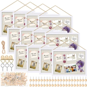 12 Pack Wood Bulletin Boards with Linen 12''x 16'' Cork Board for Walls with 120 Pushpin Decorative Wood Framed Display for Classroom School Office Bedroom (White) 12 Pack Wood Bulletin Boards with Linen 12''x 16'' Cork Board for Walls with 120 Pushpin Decorative Wood Framed Display for Classroom School Office Bedroom (White)