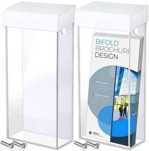 Acrylic Outdoor Brochure Holder 4 x 9 Inch Waterproof Wall Mount Literature Box with White Lid Clear Pamphlet Holder for Pamphlet Map Menu Display(10 Pieces) Acrylic Outdoor Brochure Holder 4 x 9 Inch Waterproof Wall Mount Literature Box with White Lid Clear Pamphlet Holder for Pamphlet Map Menu Display(10 Pieces)