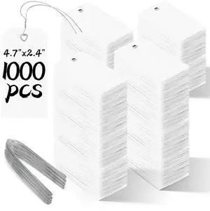 1000 Pieces Plastic Shipping Tags with Wire Labeling Tags Waterproof Hang Tags with Reinforcement Hole Writable Luggage tag Loops for Equipment Inventory Parts Garage (White, 4 3/4" x 2 3/8") 1000 Pieces Plastic Shipping Tags with Wire Labeling Tags Waterproof Hang Tags with Reinforcement Hole Writable Luggage tag Loops for Equipment Inventory Parts Garage (White, 4 3/4" x 2 3/8")