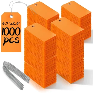 1000 Pieces Plastic Shipping Tags with Wire Labeling Tags Waterproof Hang Tags with Reinforcement Hole Writable Luggage tag Loops for Equipment Inventory Parts Garage (Orange, 4 3/4" x 2 3/8") 1000 Pieces Plastic Shipping Tags with Wire Labeling Tags Waterproof Hang Tags with Reinforcement Hole Writable Luggage tag Loops for Equipment Inventory Parts Garage (Orange, 4 3/4" x 2 3/8")
