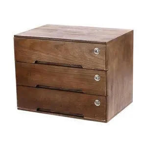 Wooden Desktop Storage Cabinet with 3 Lockable Drawers, Office Desk File Organizer, Small Wooden Drawer Storage Box for Home Office Supplies, Sewing Kits,Vanity, Walnut Color Wooden Desktop Storage Cabinet with 3 Lockable Drawers, Office Desk File Organizer, Small Wooden Drawer Storage Box for Home Office Supplies, Sewing Kits,Vanity, Walnut Color