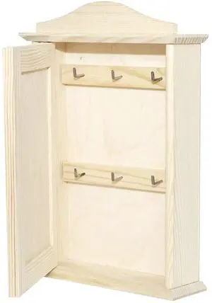 Wooden Key Box Key Cabinet | 7.87 x 2.36 x 11.61 in | Wall Box | Plain, Unpainted & Unfinished with 6 Hooks | for Home Decor Wooden Key Box Key Cabinet | 7.87 x 2.36 x 11.61 in | Wall Box | Plain, Unpainted & Unfinished with 6 Hooks | for Home Decor