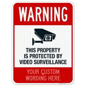 Custom Video Surveillance Sign, Personalize For Business, Home, Airbnb, School,Indoor/Outdoor Signs, 18x24 Inches, 3M EGP Reflective.080 Aluminum, Fade Resistant, Made in USA Custom Video Surveillance Sign, Personalize For Business, Home, Airbnb, School,Indoor/Outdoor Signs, 18x24 Inches, 3M EGP Reflective.080 Aluminum, Fade Resistant, Made in USA