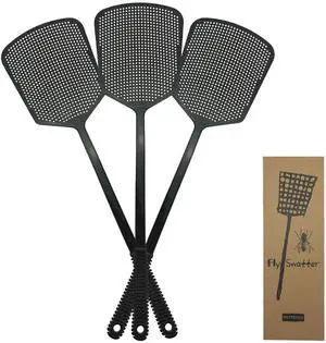 Fly Swatter Multi-pacl Manual, Flexible & Heavy Duty Fly Swatters Thick Handle, Black 3 Pack Fly Swatter Multi-pacl Manual, Flexible & Heavy Duty Fly Swatters Thick Handle, Black 3 Pack
