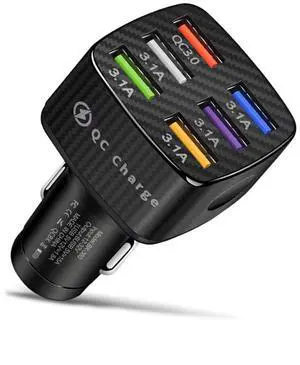 Fast Charging 6 Ports Car Phone Charger Adapter,QC3.0/3.1A Type Smart Shunt Cigarette Lighter USB Charger Compatible with iPhone 14 13 12,S22 S21 S20,iPad Pro& All Mobil Phone (Black) Fast Charging 6 Ports Car Phone Charger Adapter,QC3.0/3.1A Type Smart Shunt Cigarette Lighter USB Charger Compatible with iPhone 14 13 12,S22 S21 S20,iPad Pro& All Mobil Phone (Black)