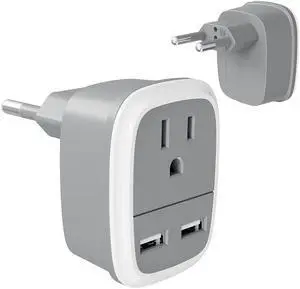 Travel Adapter with USB - US to Europe Plug Adapter for Travel Travel Adapter with USB - US to Europe Plug Adapter for Travel
