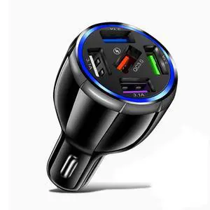 Car Charger Adapter, 5 Port QC3.0 Fast Charging Car Cigarette Lighter USB Charger, Compatible with iPhone, Android, Samsung, iPad Pro, and More (Black) Car Charger Adapter, 5 Port QC3.0 Fast Charging Car Cigarette Lighter USB Charger, Compatible with iPhone, Android, Samsung, iPad Pro, and More (Black)