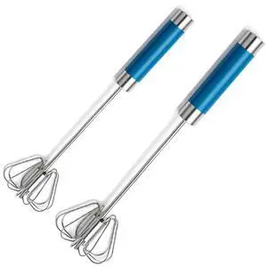 Stainless Steel Semi-Automatic Egg Whisk Set, 2PCS Hand Push Rotary Manual Mixer for Cooking, Whisking, Beating and Stirring (10&12 Inch) Stainless Steel Semi-Automatic Egg Whisk Set, 2PCS Hand Push Rotary Manual Mixer for Cooking, Whisking, Beating and Stirring (10&12 Inch)