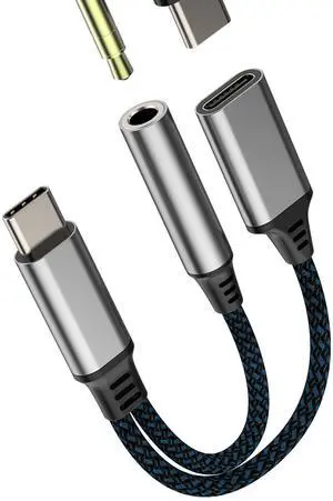 USB C to 3.5mm Headphone Adapter for iPhone 17 16 15 Pro Max (2in1) DAC Aux Jack Charging Splitter Type C Audio Charger for Ipad Compatible with Samsung S24 Ultra Converter Power Cable Dongle USB C to 3.5mm Headphone Adapter for iPhone 17 16 15 Pro Max (2in1) DAC Aux Jack Charging Splitter Type C Audio Charger for Ipad Compatible with Samsung S24 Ultra Converter Power Cable Dongle
