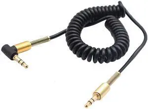 3.5mm Coiled Cable - 90 Degree Right Angle 3-Pole TRS Jack Stereo Audio Spring Aux Cable for Smartphones, Tablets and MP3 Players (1.5m) 3.5mm Coiled Cable - 90 Degree Right Angle 3-Pole TRS Jack Stereo Audio Spring Aux Cable for Smartphones, Tablets and MP3 Players (1.5m)