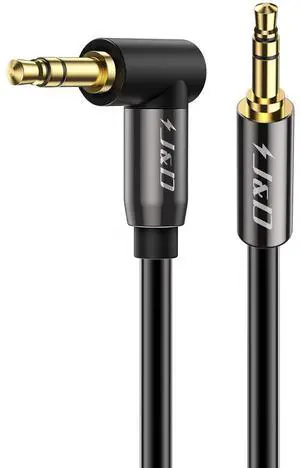 3.5mm Stereo Audio Aux Jack to Jack Gold Plated Cable 90 Degree Right Angle Compatible for iPhone, Galaxy, Speakers or All Other Devices, 12 Feet 3.5mm Stereo Audio Aux Jack to Jack Gold Plated Cable 90 Degree Right Angle Compatible for iPhone, Galaxy, Speakers or All Other Devices, 12 Feet