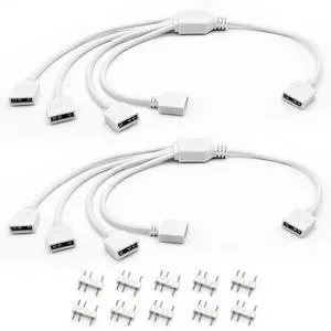 White ARGB Splitter Cable, 5V 3-Pin Addressable RGB 1-to-4 Y Splitter for Computer Chassis, 11.8 Inches White ARGB Splitter Cable, 5V 3-Pin Addressable RGB 1-to-4 Y Splitter for Computer Chassis, 11.8 Inches