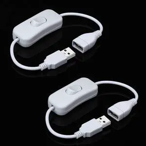 2 Pack Male to Female USB Cable with On/Off Switch, USB Extension Inline Rocker Switch for Driving Recorder, LED Desk Lamp, USB Fan, LED StripWhite 2 Pack Male to Female USB Cable with On/Off Switch, USB Extension Inline Rocker Switch for Driving Recorder, LED Desk Lamp, USB Fan, LED StripWhite