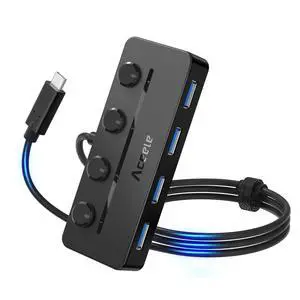 USB C Hub, USBC to 4-Ports USB 3.0 Hub with Type C Power Port and Individual On/Off Switches, 5Gbps USB C Splitter with 3.3ft Long Extender Cable Compatible for Laptops, MacBook Pro/Air USB C Hub, USBC to 4-Ports USB 3.0 Hub with Type C Power Port and Individual On/Off Switches, 5Gbps USB C Splitter with 3.3ft Long Extender Cable Compatible for Laptops, MacBook Pro/Air