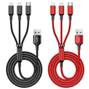 Multi Charging Cable, 4ft 2Pack Multi Phone Charger Cable Braided Universal 3 in 1 Charging Cord Extra Long Multiple USB Cable with USB C, Micro USB Port Connectors for Cell Phones and MoreRed+Black) Multi Charging Cable, 4ft 2Pack Multi Phone Charger Cable Braided Universal 3 in 1 Charging Cord Extra Long Multiple USB Cable with USB C, Micro USB Port Connectors for Cell Phones and MoreRed+Black)