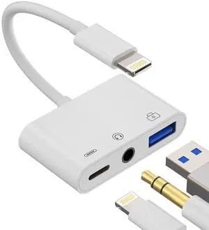 Compatible for iPhone Headphone Adapter 3.5mm AUX Audio Jack Charger Dongle Earphone Splitter Compatible with Lightning Male to USB Female OTG Power Charging Camera MIDI Connector for ipad Compatible for iPhone Headphone Adapter 3.5mm AUX Audio Jack Charger Dongle Earphone Splitter Compatible with Lightning Male to USB Female OTG Power Charging Camera MIDI Connector for ipad