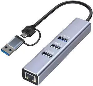 USB to Ethernet Adapter, 3-Port USB 3.0 Hub with RJ45 10/100 Ethernet Adapter(2X USB2.0 and 2xUSB3.0) Aluminum Network, Compatible with iMac, PC, Chromebook Laptops, USB to Ethernet Adapter, 3-Port USB 3.0 Hub with RJ45 10/100 Ethernet Adapter(2X USB2.0 and 2xUSB3.0) Aluminum Network, Compatible with iMac, PC, Chromebook Laptops,
