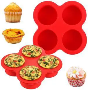 2 Pack Silicone Egg Bite Molds, 4-Cups Air Fryer Egg Bite Mold Food Grade Non-Stick Silicone Muffin Pan for Baking Mini Muffins Eggs Bites Tart Mini Cupcake Quiche 2 Pack Silicone Egg Bite Molds, 4-Cups Air Fryer Egg Bite Mold Food Grade Non-Stick Silicone Muffin Pan for Baking Mini Muffins Eggs Bites Tart Mini Cupcake Quiche
