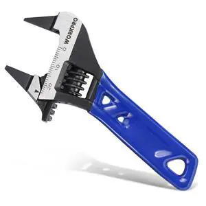 4-Inch Thin Jaws Stubby Wide Opening Adjustable Wrench, Small Adjustable Wrench with 2mm Slim Jaws for Easy Access to Tight Spaces, Metric/SAE Scales, Cr-V Steel 4-Inch Thin Jaws Stubby Wide Opening Adjustable Wrench, Small Adjustable Wrench with 2mm Slim Jaws for Easy Access to Tight Spaces, Metric/SAE Scales, Cr-V Steel