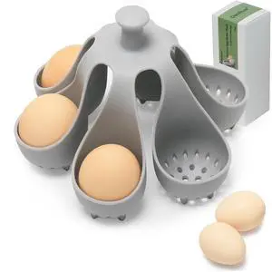 Silicone Egg Boiler Rack for Hard Soft Boiled Eggs, Food Grade Silicone Egg Boiler Cooker with 6 Holders, Kitchen Gadget for Cooking/Serving Eggs with Handle, Dishwasher Safe Silicone Egg Boiler Rack for Hard Soft Boiled Eggs, Food Grade Silicone Egg Boiler Cooker with 6 Holders, Kitchen Gadget for Cooking/Serving Eggs with Handle, Dishwasher Safe
