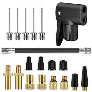 Bicycle Valve Adapter Replacement Pump Head with Presta Schrader Dual Valves Tyre Valve Converter (AV DV SV) Tire Valve Caps Air Pump Inflator Extension Hose Ball Pump Inflation Needle Nozzle Adaptor Bicycle Valve Adapter Replacement Pump Head with Presta Schrader Dual Valves Tyre Valve Converter (AV DV SV) Tire Valve Caps Air Pump Inflator Extension Hose Ball Pump Inflation Needle Nozzle Adaptor