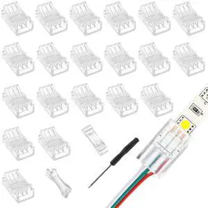 3 Pin 10 mm LED Strip Connector LED Light Connector Strip to Wire Quick Connector RGB Lights Adapter Clear Unwired Gapless Track Lighting Connector for 5050 LED RGB Strip Light(20pcs) 3 Pin 10 mm LED Strip Connector LED Light Connector Strip to Wire Quick Connector RGB Lights Adapter Clear Unwired Gapless Track Lighting Connector for 5050 LED RGB Strip Light(20pcs)