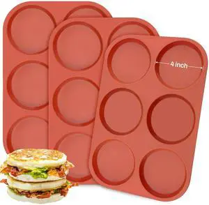 Silicone Egg Mold for Breakfast Sandwiches, 4 Inch, 3 Pcs Silicone Egg Mold for Breakfast Sandwiches, 4 Inch, 3 Pcs