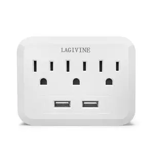 USB Wall Power Strip, 3 Outlet Extender with 2 USB Ports Outlet Adapter, Multi Plug Outlet Splitter for Travel, Home Office Accessories (White) USB Wall Power Strip, 3 Outlet Extender with 2 USB Ports Outlet Adapter, Multi Plug Outlet Splitter for Travel, Home Office Accessories (White)