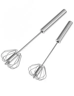 2 PCS Stainless Steel Semi-Automatic Whisk, Hand Push Rotary Whisk Blender, Versatile Milk Frother for Blending, Whisking, Stirring (12 Inch) 2 PCS Stainless Steel Semi-Automatic Whisk, Hand Push Rotary Whisk Blender, Versatile Milk Frother for Blending, Whisking, Stirring (12 Inch)