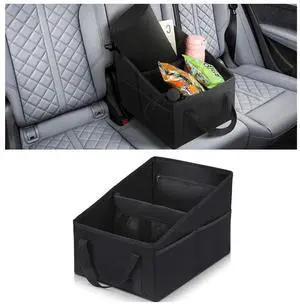 Car Seat Organizer, Foldable Car Storage Organizer with 4 Cup Holders, Rear & Front Seat Storage Bags, Black Car Seat Organizer, Foldable Car Storage Organizer with 4 Cup Holders, Rear & Front Seat Storage Bags, Black