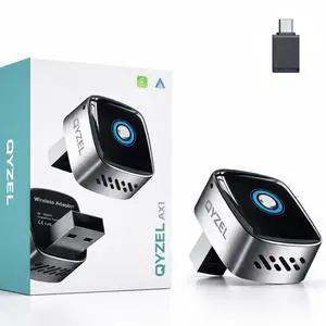 AX1 Wireless CarPlay & Android Auto Adapter for Factory Wired CarPlay Cars On/Off Button, Device Switch, Fast Connection, Auto Reconnect, Plug & Play AX1 Wireless CarPlay & Android Auto Adapter for Factory Wired CarPlay Cars On/Off Button, Device Switch, Fast Connection, Auto Reconnect, Plug & Play