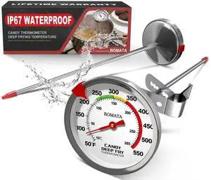 2-Pack Candy Thermometer with Pot Clip, Hands-Free Use, Waterproof IP67 and 2.5" Display Deep Fry Oil Thermometer with NSF Certified, for Cooking, Food, Turkey, BBQ, Grill... Mth400 Silver 2-Pack Candy Thermometer with Pot Clip, Hands-Free Use, Waterproof IP67 and 2.5" Display Deep Fry Oil Thermometer with NSF Certified, for Cooking, Food, Turkey, BBQ, Grill... Mth400 Silver